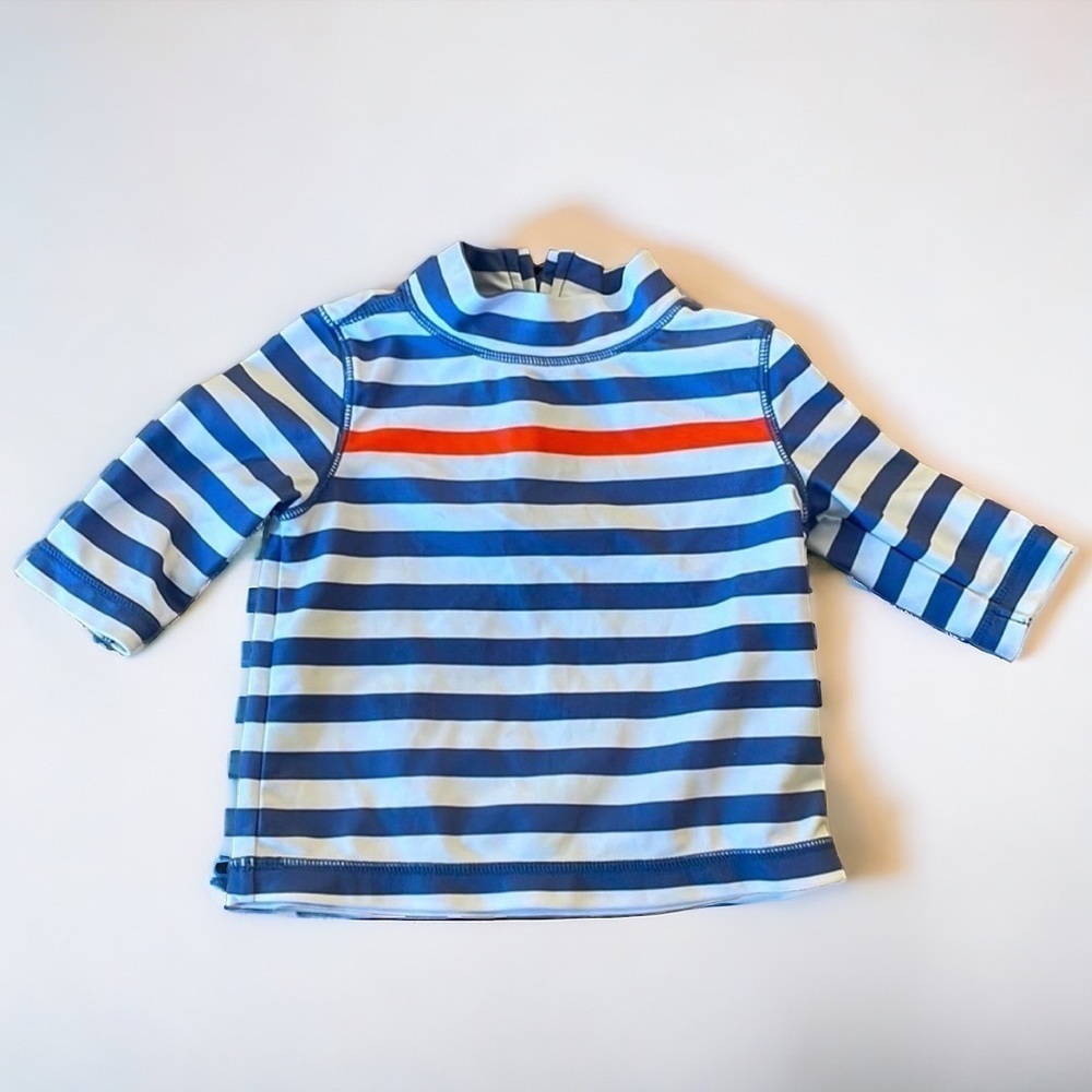 Baby Gap 0-6M rashguard - white with blue and orange stripes